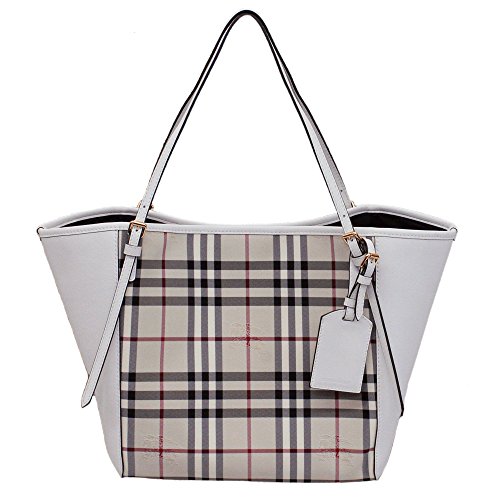 (バーバリー)BURBERRY トートバッグ スモールカンター ホースフェリーチェック 4003438-STONE/WHITE [並行輸入品] 画像
