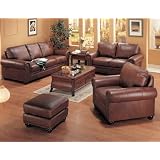 Four Piece Hudson Bay Leather Sofa Set: Sofa, Love Seat, Chair, Ottoman