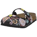 Birkis Clogs   Maria   aus Birko-Flor in silky flowers black mit schmalem Fussbett