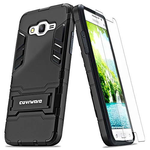 COVRWARE® Samsung Galaxy Grand Prime Case - [Slim Series] Armor Protective Case [Kickstand] [Slim Fit] [Screen Protector]- Black (CW-G530-SL01)