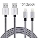 Xcords(TM) 2Pack 10Ft Nylon Braided iPhone 8 Pin Lightning Cable Syncing Cord for iPhone 7/ 7 Plus/ 6/ 6 Plus/ 6s / 6s Plus /5/ iPad Pro/iPad/iPod(Black)