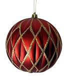 IMAGE OF Red and Gold Glittered Lattice Shatterproof Christmas Ball Ornament 6