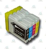 4 Chipped LC1000 Compatible Ink Cartridges for the Brother DCP-750CN Printer from 'The Ink Squid' - 1 x LC1000Bk - Black; 1 x LC1000C - Cyan (Blue); 1 x LC1000M - Magenta (Red); 1 x LC1000Y - Yellow. The Latest Chips, Fully Compatible With Brother DCP and MFC Printers and the Maximum ML Capacity of any Compatible Ink Cartridge.