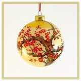 SohoDecor Plum Blossoms Glass Christmas Ball Ornament