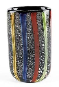 Mouth Blown Striped Multi Color "Bella" Fine Crystal Vase