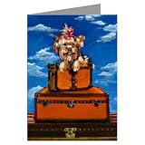 Yorkshire Terrier on Vintage Louis Vuitton Inspired Luggage Notecard Set