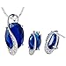 J.MOSUYA Swarovski Element Crystal Jewelry Set For Women, 18k White Gold Plated Necklace Earring Set