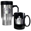 Los Angeles Kings NHL Stainless Steel Travel Mug & Black Ceramic Mug Set - Primary Logo