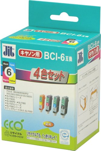 JIT リサイクルインクカートリッジ 4色セット(ブラック・シアン・マゼンタ・イエロー) キヤノン BCI-6互換 JIT-C064P