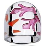 ELLE Sterling Silver Multi-Colored Floral Stencil Ring