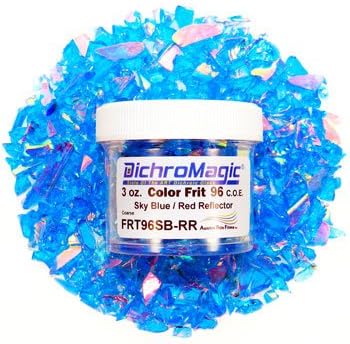 3 Oz. Clear/Red Dichroic Frit On Transparent Sky Blue - 96 Coe