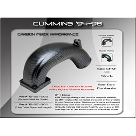 94-98 12V Carbon Fiber Appearance Finish *Drilled and Tapped* Dodge Intake Manifold by CFM PLUS - The CFM + intake manifold flows 44% more than stock - proven to flow more air than the banks high ram intake and ats inake manifold.