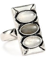 House of Harlow 1960 Sterling Silver-Plated MoonStone and Labradorite Ring
