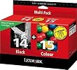 Lexmark No.14 and No.15 Twin Pack Return Program Ink Cartridges - Black and Color