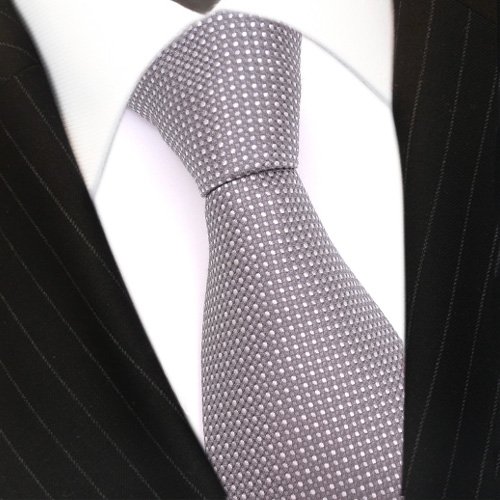 Mexx Krawatte Seide - grau silber weiss gepunktet