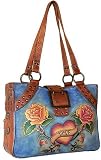 Review Anuschka  / Anuschka Large Double Compartment Tote - Rose Denim Leather Handbags