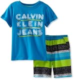 Calvin Klein Boys 2-7 Tee With Striped Short