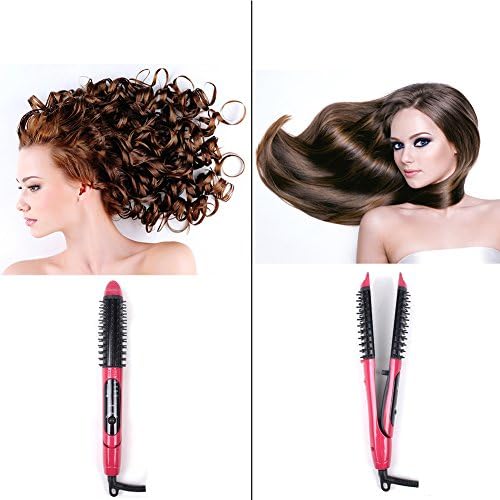 KBL Beauty 2-In-1 Portable Hair Straighteners and Curlers Ceramic Flat Irons Hair Curling Irons(Pink)