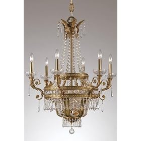 Paris Flea Nine light Crystal Chandelier, 30"Hx28"W, AGED BRONZE