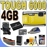 Olympus Stylus Tough-6000 10MP Digital Camera w/ 3.6x Optical IS Zoom (Yellow) BigVALUEInc 4GB Waterproof Accessory Saver Bundle