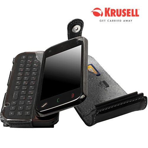 Krusell Nokia N97 Mini Leather Case Pouch Orbit Flex with Ratchet Swivel Clip (Black Beige)