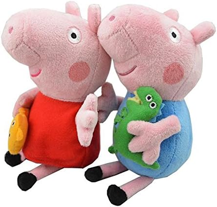Peppa Pig Family Plush Doll Set 4pcs 30cm (12") Daddy Mummy Pig+19cm (8")george Peppa Pig Plus + 1 Pair Bobby Pin As Gift