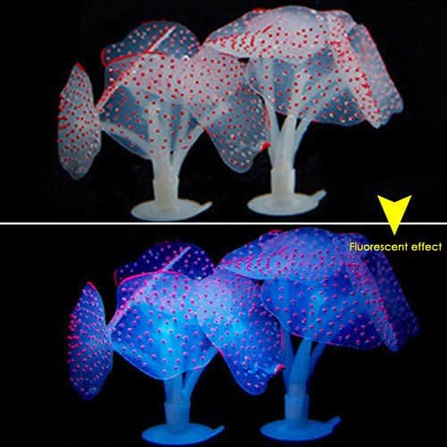Fluorescent Coral Pink Aquarium Fish Tank Landscape Decoration Glow Simulation Animal Plants Ornament no.30