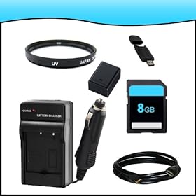 Battery and Charger Bundle Accessory Kit for Canon VIXIA HF M50, HF M500, HF M52 Full HD Camcorders includes (BP-727 High Capacity Intelligent Replacement Battery Pack, BP-727 Charger, 8GB SD Memory Card, HDMI Cable, USB Card Reader/Writer, UV - Ultra Violet Filter)
