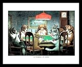 C. M. Coolidge (A Friend in Need, Dogs Playing Poker) Black Wood-Mounted Art Poster Print - 16 X 20