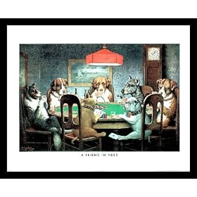 C. M. Coolidge (A Friend in Need, Dogs Playing Poker) Framed Art Poster Print - 16" X 20"