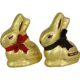 Duo of Lindt Gold Bunny Dark and Milk Chocolate Easter Rabbit