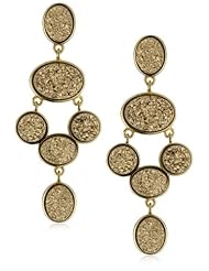 Marcia Moran "Glamour" Gold-Tone Druzy Stone Chandelier 18k Gold-Plated Earrings
