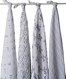 Aden & Anais Muslin Baby Swaddling Blanket /Muslin Squares Black & White 4 Pack