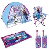 Disney Frozen Indoor/Outdoor Adventure 6 Piece Camp Set - 4' x 3' Tent, Sleeping Bag, Folding Camp C