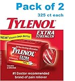 Tylenol Extra Strength Pain Reliever Acetaminophen 500 Mg Caplets (Pack of 2, 325 Ct Each)