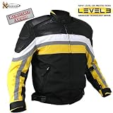 Men’s Black and Yellow Tri-Tex™ Fabric and Leather Motorcycle Jacket with Level-3 Advanced Armor
