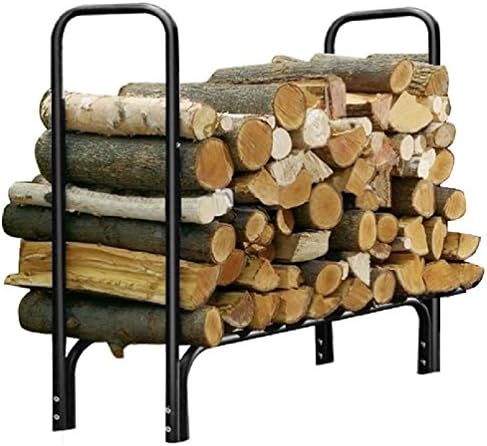 New 4 Feet Outdoor Heavy Duty Steel Firewood Log Rack Wood Storage Holder Black