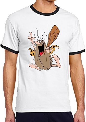 MULTY Men's Captain Caveman Cartoon Funny Contrast Color Tee Shirts Black X-Large