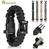 Gonex 550 Paracord Premium Paracord Bracelet Military Survival Parachute Cord with Fire Starter fits approx 8 inch-10 inch (23-26 cm) Wrists 4 Color to Choose