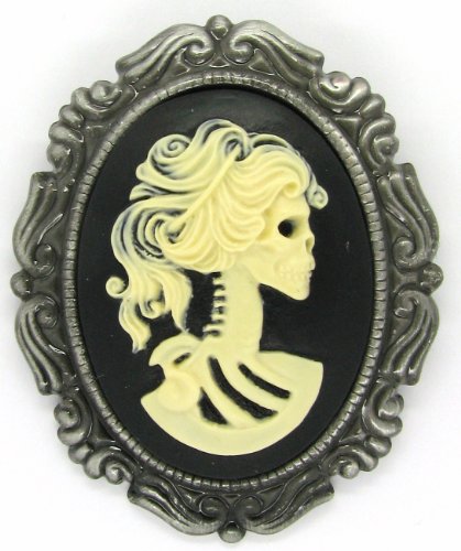 Steampunk - Kamee Brosche - Motiv Skelett Lady 