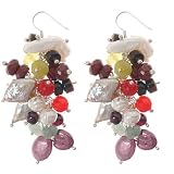 Sterling Silver Multicolor Dark Bead Drop Earrings - Artisan Handcrafted in Mexico