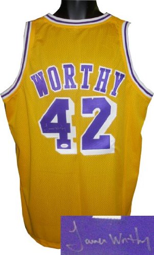 James Worthy signed Los Angeles Lakers Yellow Prostyle Jersey- JSA Hologram