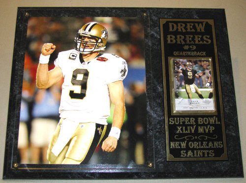 DREW BREES NEW ORLEANS SAINTS SUPER BOWL XLIV MVP PHOTO COLLECTOR PLAQUE