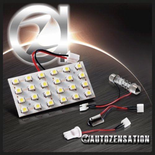 SMD 5050 2x Ultra White Car Interior Light Panel 24 LED 12v + 3 Adapters