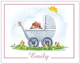 Personalized Nursery Wall Decor, Baby Girl Carriage, Childrens Wall Art