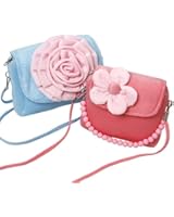 Bundle Monster Cute 2pc Little Girls Fashionable Fun Fuzzy Floral Handbag Set