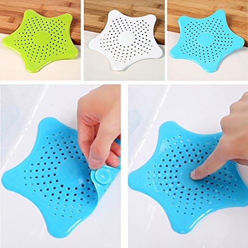 Starfish Hair Catcher Bath Sink Strainer Shower Drain Cover Trap Basin * 3 Colors Green White Blue
