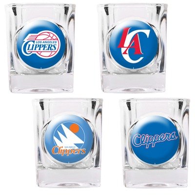 NBA Los Angeles Clippers Four Piece Square Shot Glass Set (Individual Logos)