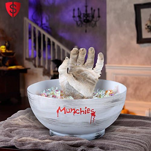 Halloween Candy Bowl Animated Mummy Hand Decoration Party Trick Or Treat Serving