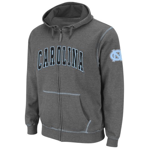 NCAA North Carolina Tar Heels Men's Blackout Full-Zip Fleece Hoodie, Heather Charcoal, Large On Sale